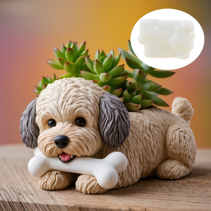 Potsticker Mold - แม่พิมพ์เรซิ่นซิลิโคนรูปกระดูกสุนัขน่ารัก สำหรับทำกระถางต้นไม้ กล่องเก็บของ ที่ใส่เทียน และแม่พิมพ์ยิปซัม