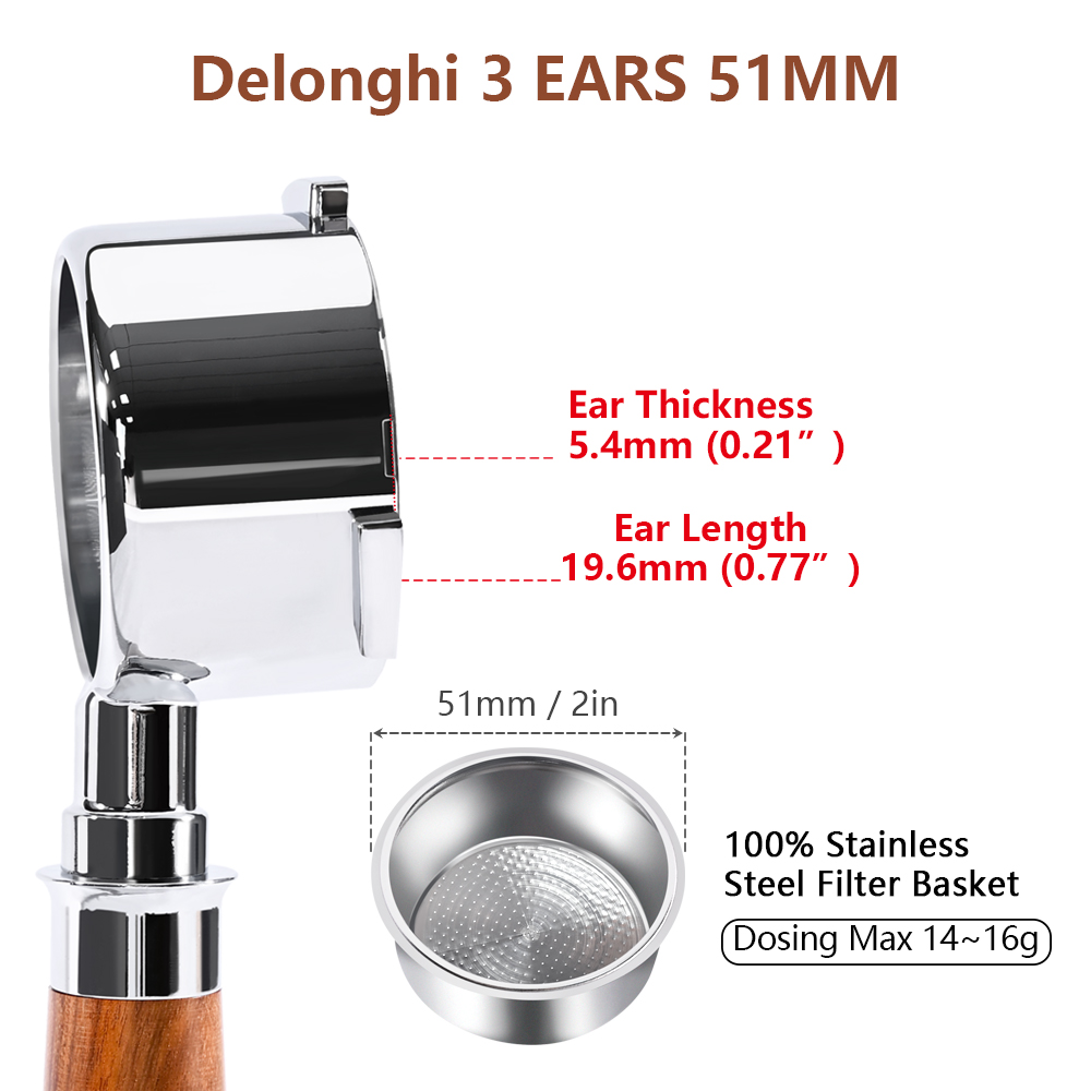 ก้านชงกาแฟแบบไม่มีก้น 51 มม. ส - Delonghi Espresso Magnifica บทวิจารณ์และราคา